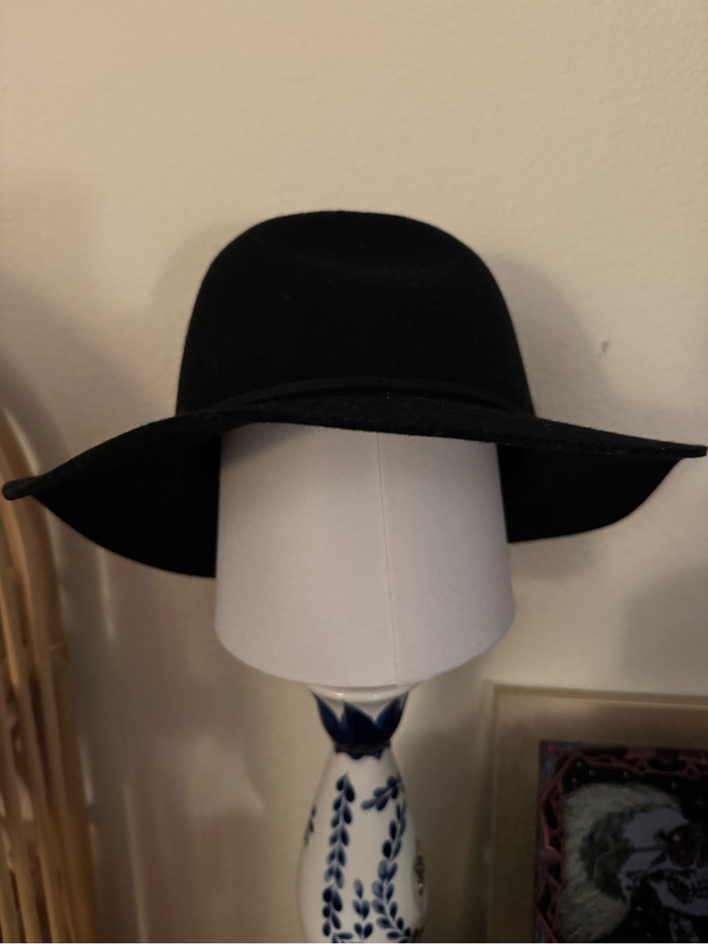 Brixton Black Wide-Brim Wool Felt Hat with Ribbon Trim